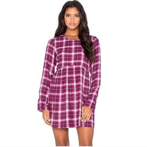 BCBGeneration Plaid Baby Doll Dress Red XXS